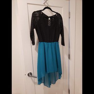 Black and blue high low dress - size large